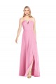 Affordable Sleeveless Strapless Soft Chiffon Hot Pink Long Semi Formal Evening Dress