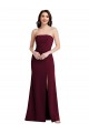 Affordable Sleeveless Strapless Stretch Crepe Burgundy Gold Long Semi Formal Evening Dress