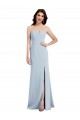 Affordable Sleeveless Strapless Stretch Crepe Light Sky Blue Long Evening Dress