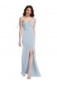 Affordable Sleeveless Strapless Stretch Crepe Light Sky Blue Long Evening Gown