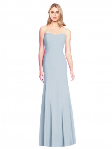 Affordable Sleeveless Strapless Stretch Crepe Light Sky Blue Trumpet Long Formal Dress