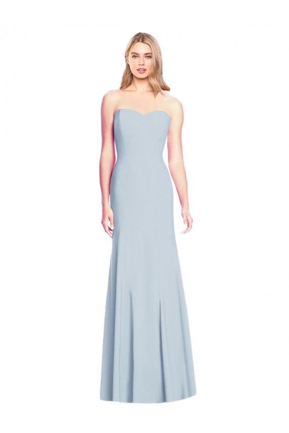 Affordable Sleeveless Strapless Stretch Crepe Light Sky Blue Trumpet Long Formal Dress