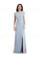 Affordable Cap Sleeves Stretch Crepe Light Sky Blue Long Formal Evening Dress