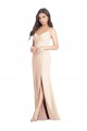 Affordable Sleeveless Sweetheart Stretch Crepe Nude Long Semi Formal Evening Dress