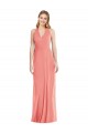 Affordable Sleeveless V-Neck Soft Chiffon Desert Rose Long Formal Evening Dress