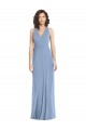 Affordable Sleeveless V-Neck Soft Chiffon Dusty Blue Long Formal Evening Dress