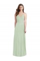Affordable Cold Shoulder V-Neck Soft Chiffon Sage Long Semi Formal Evening Dress