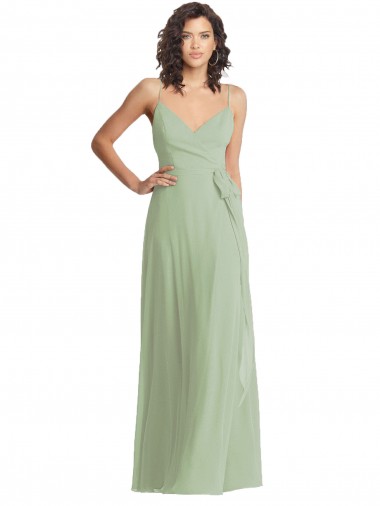 Affordable Sleeveless V-Neck Soft Chiffon Smoke Green Long Formal Evening Dress