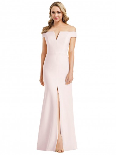 Affordable Sleeveless V-Neck Stretch Crepe Pink Long Evening Dress