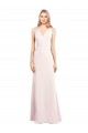 Affordable Sleeveless V-Neck Stretch Crepe Pink Long Semi Formal Evening Dress