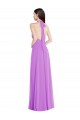 Affordable Sleeveless Halter Neck Soft Chiffon Violet Long Formal Evening Dress