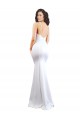 Affordable Sleeveless High Neck Stretch Crepe White Long Black Tie Evening Dress