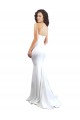 Affordable Sleeveless High Neck Stretch Crepe White Long Formal Evening Dress