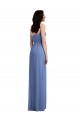 Affordable Sleeveless Spaghetti Straps Soft Chiffon Windsor Blue Long Semi Formal Evening Dress